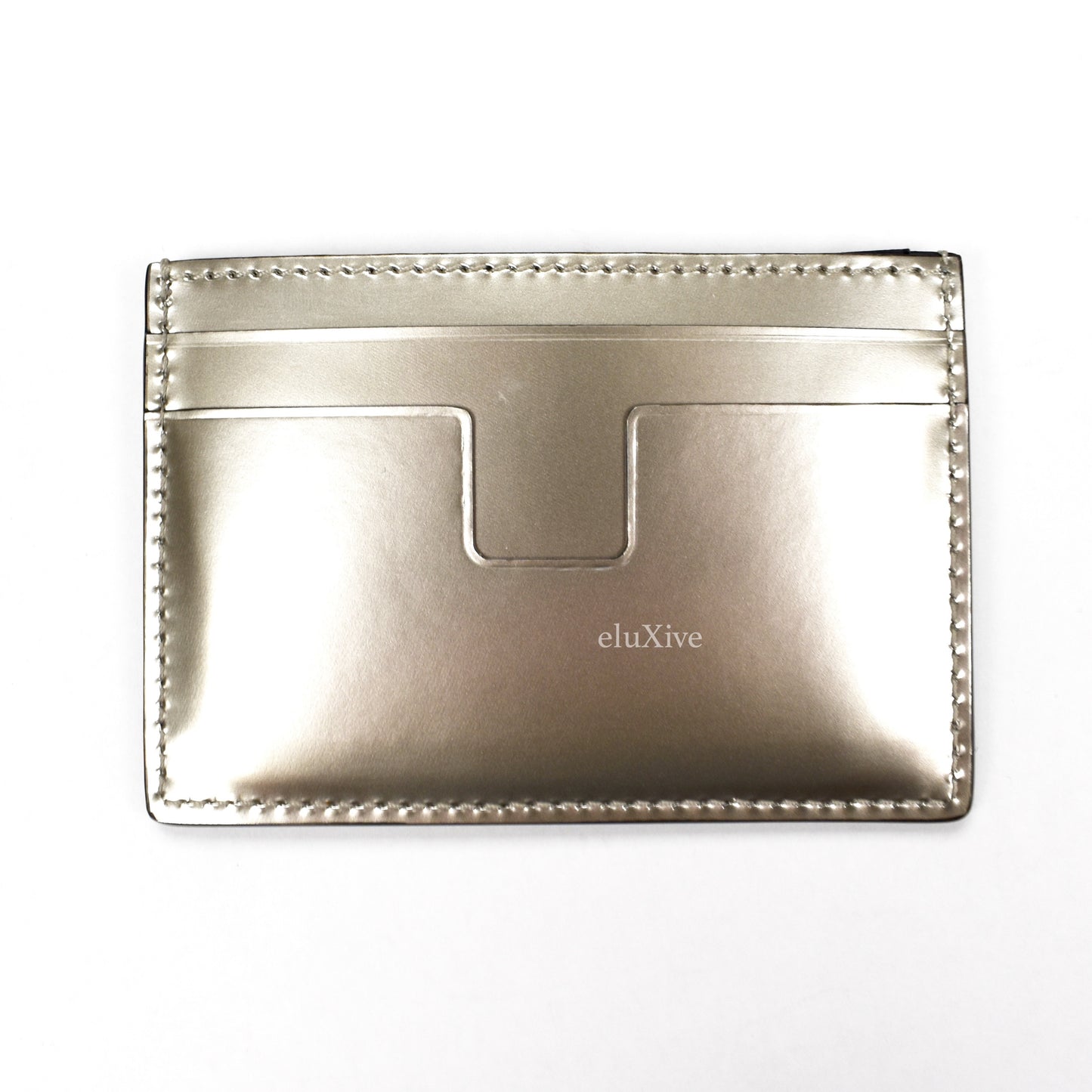 Tom Ford - Metallic Silver Leather Card Holder