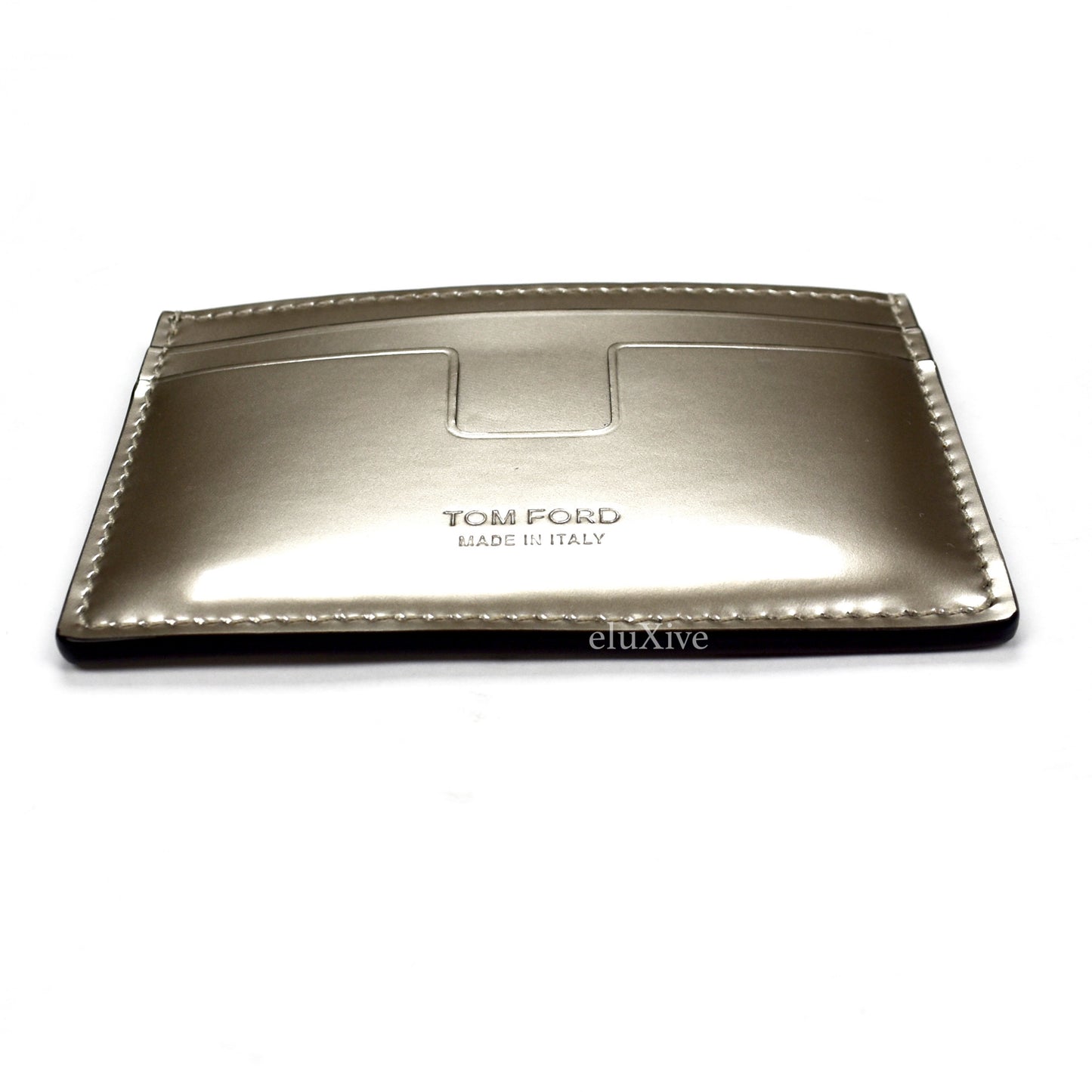 Tom Ford - Metallic Silver Leather Card Holder
