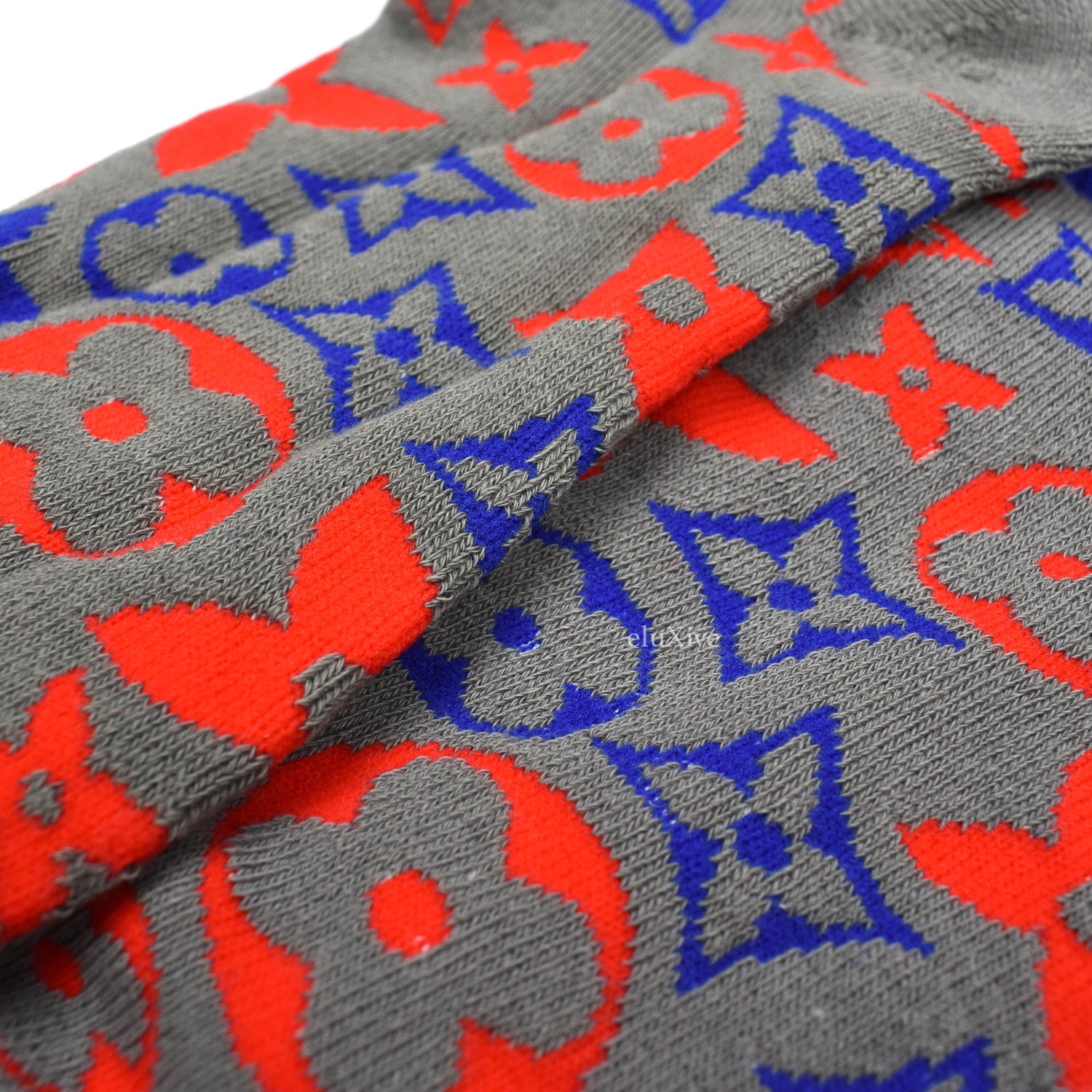 Imran Potato - Blue/Orange 'Gucci' Logo Knit Socks – eluXive
