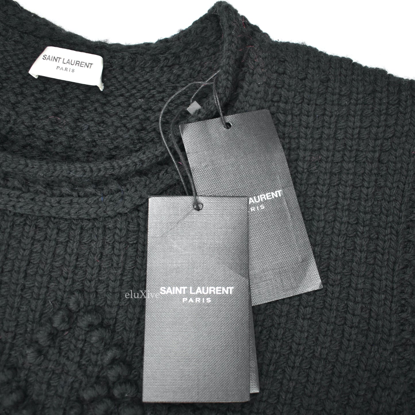 Saint Laurent - Black Heavy Knit Wool Fringed Sweater