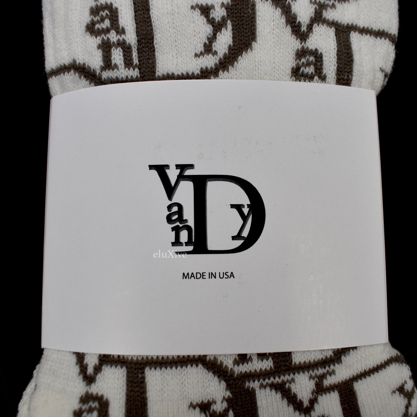 Vandy The Pink - Vior Monogram Knit Socks (White/Brown)