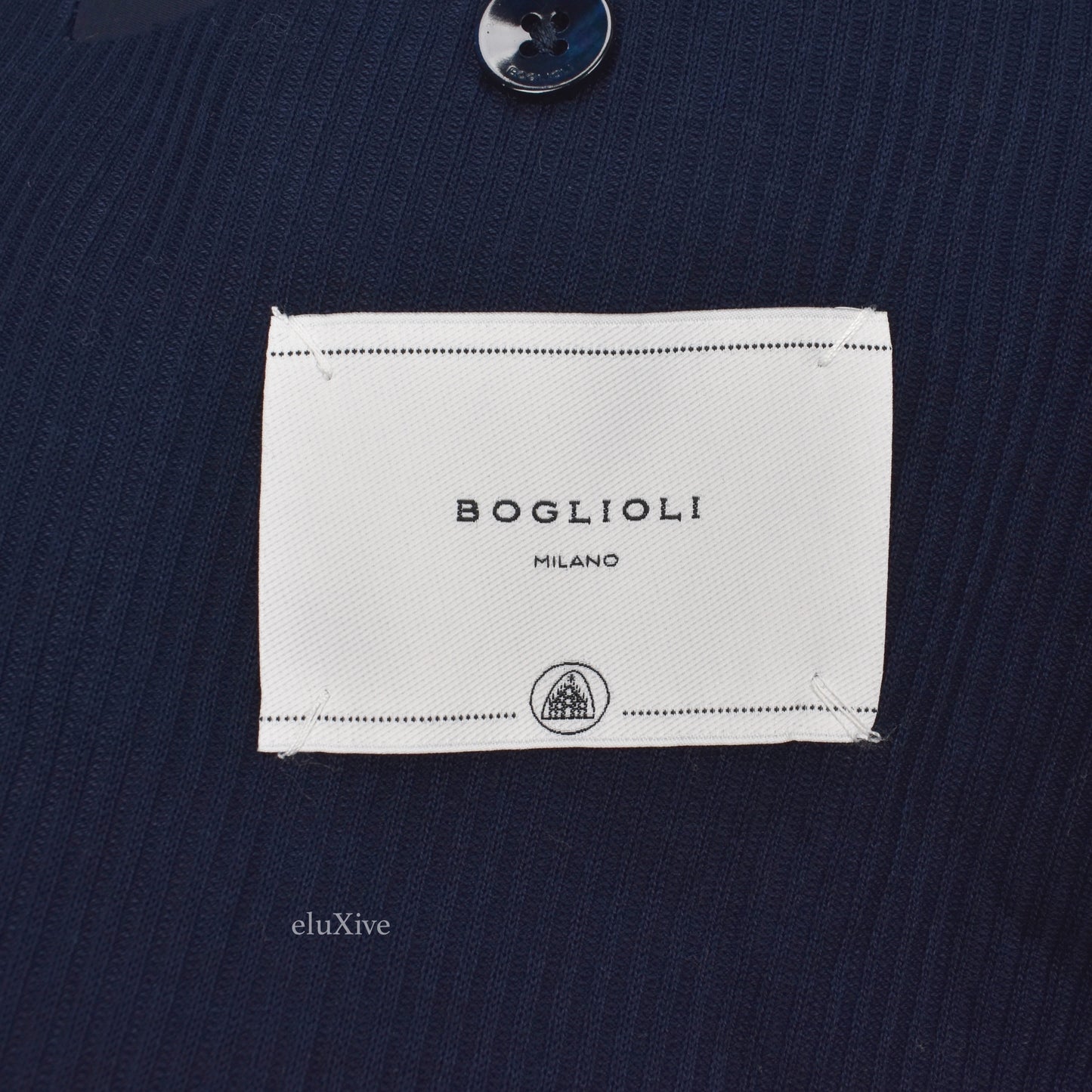 Boglioli - Navy Rib Knit Unlined Cotton Blazer