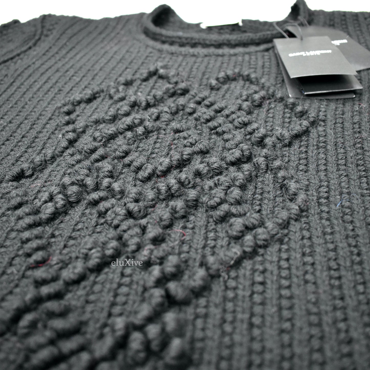 Saint Laurent - Black Heavy Knit Wool Fringed Sweater