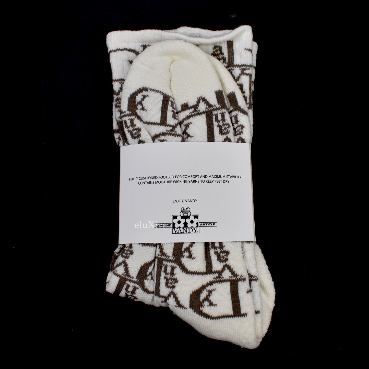 Vandy The Pink - Vior Monogram Knit Socks (White/Brown)