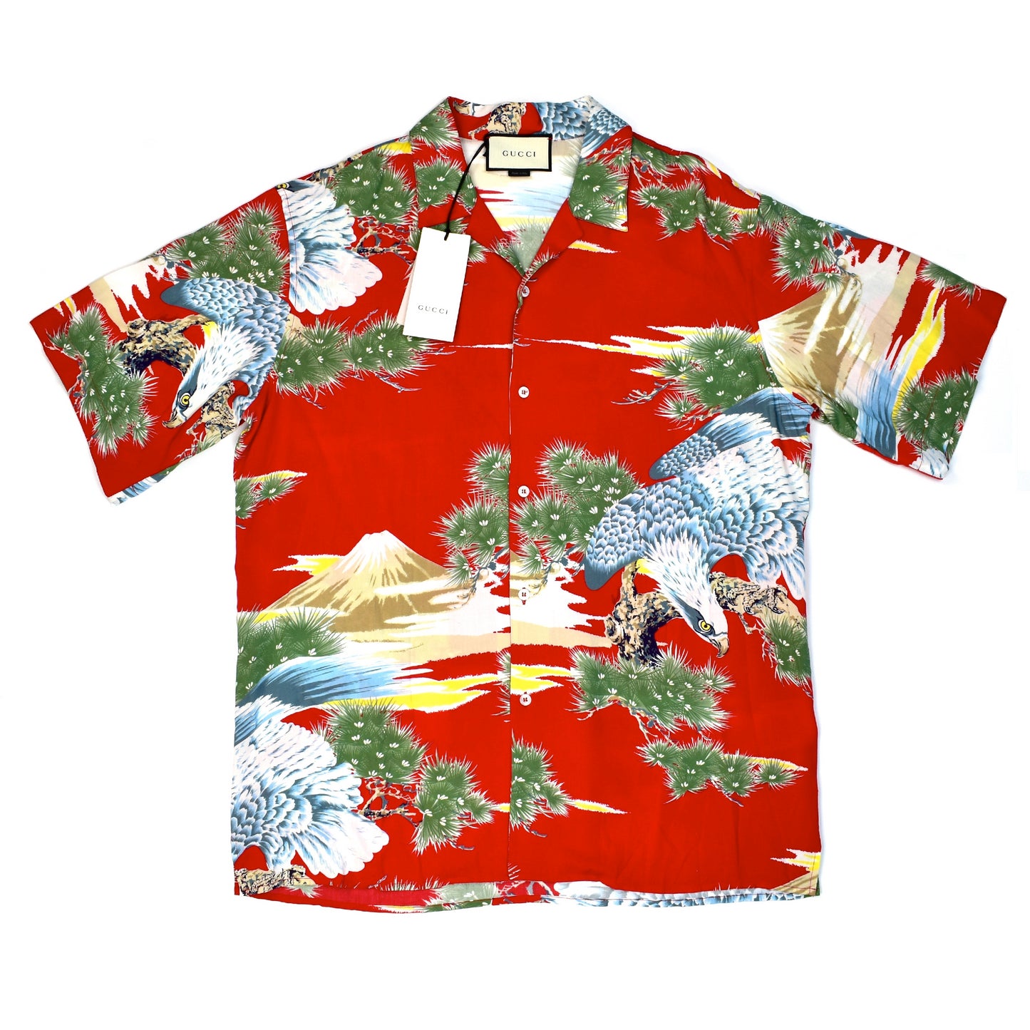 Gucci - Red Eagle Print Viscose Shirt