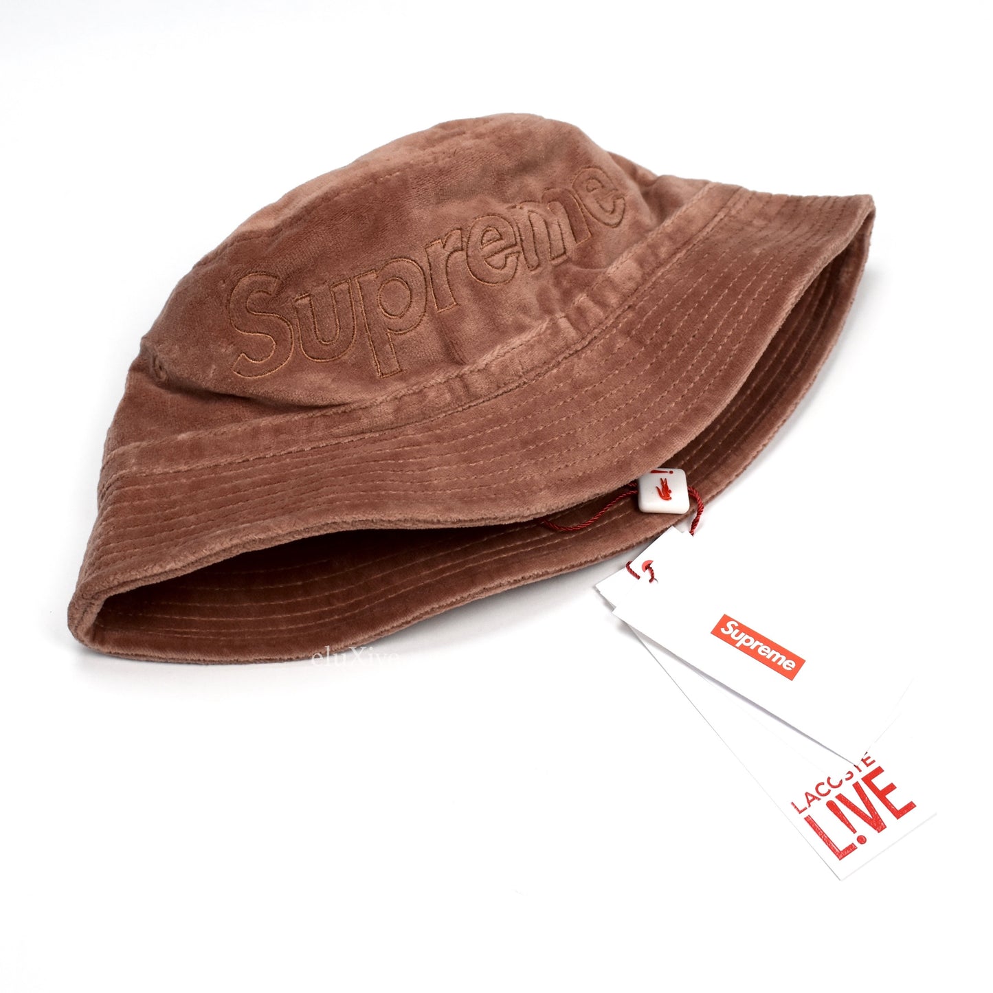 Supreme x Lacoste - Light Maroon Velour Crusher Hat