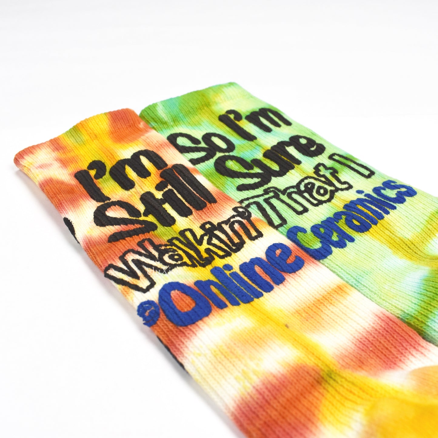 Online Ceramics - Still Dancing Rainbow Tie Dye Logo Socks