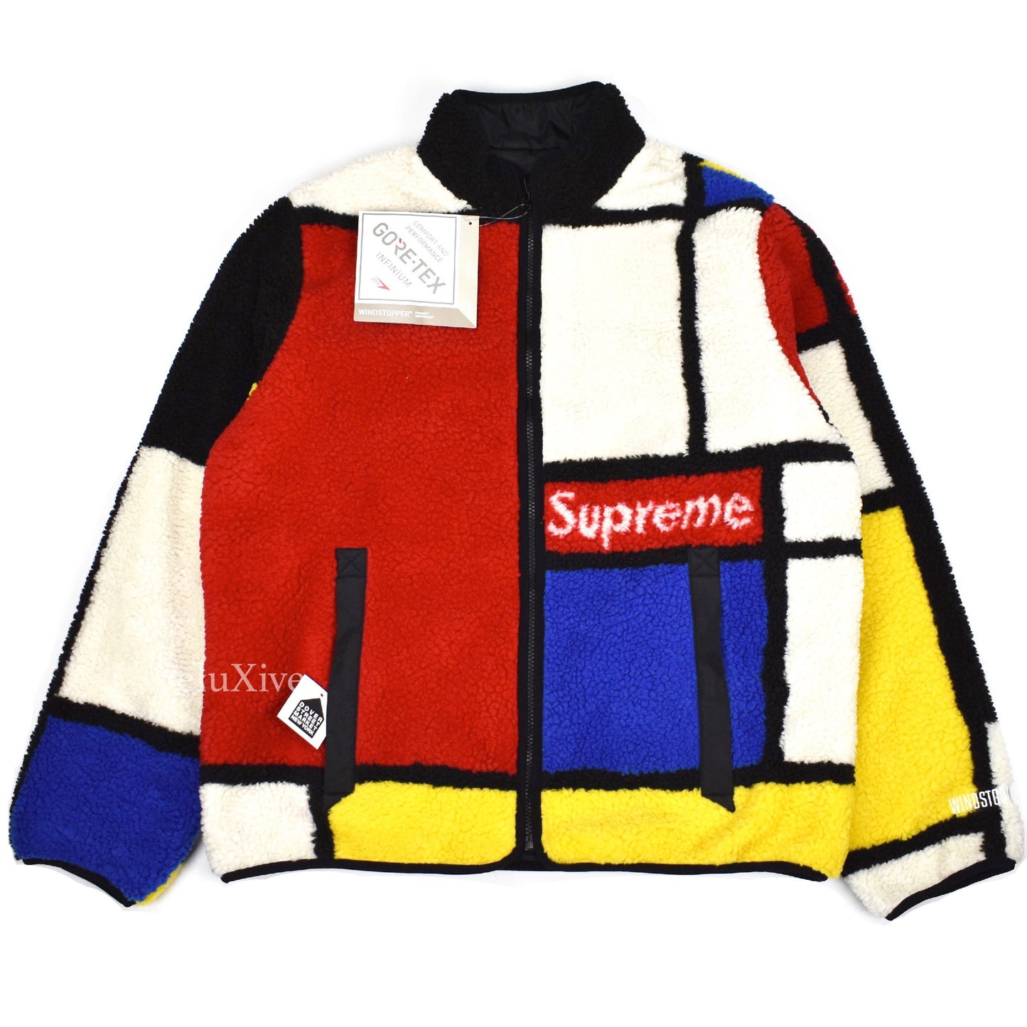 Supreme - Piet Mondrian Colorblocked Box Logo Fleece Jacket