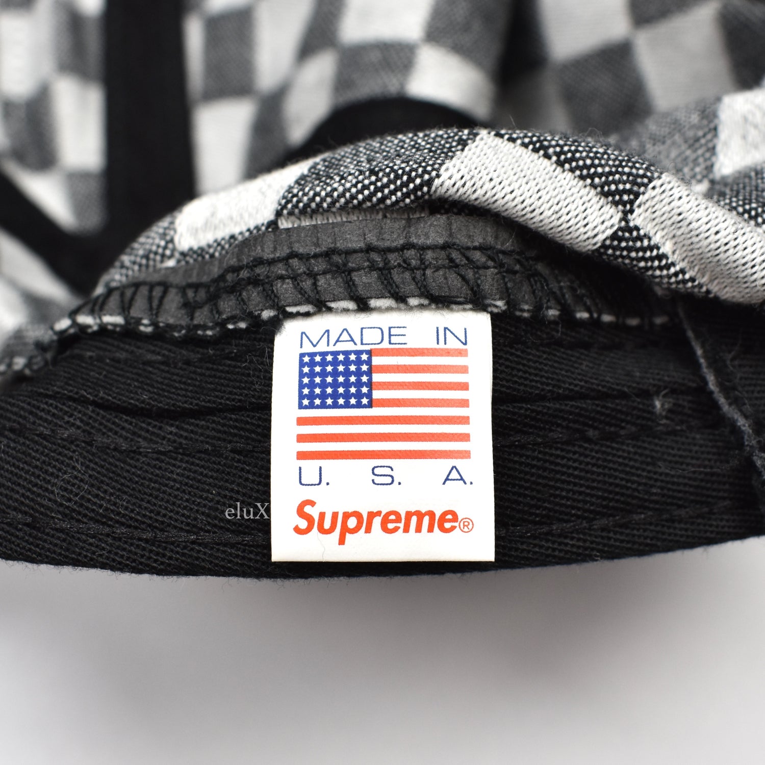 Supreme - SS18 Black / White Checkered Box Logo Camp Cap Hat – eluXive