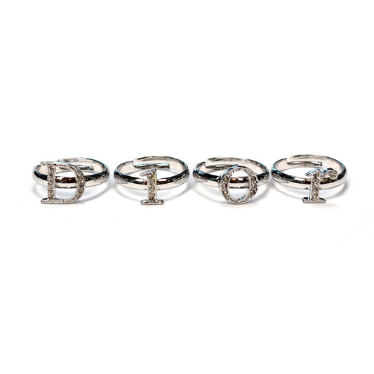 Dior - Crystal Logo Rings (Set of 4)