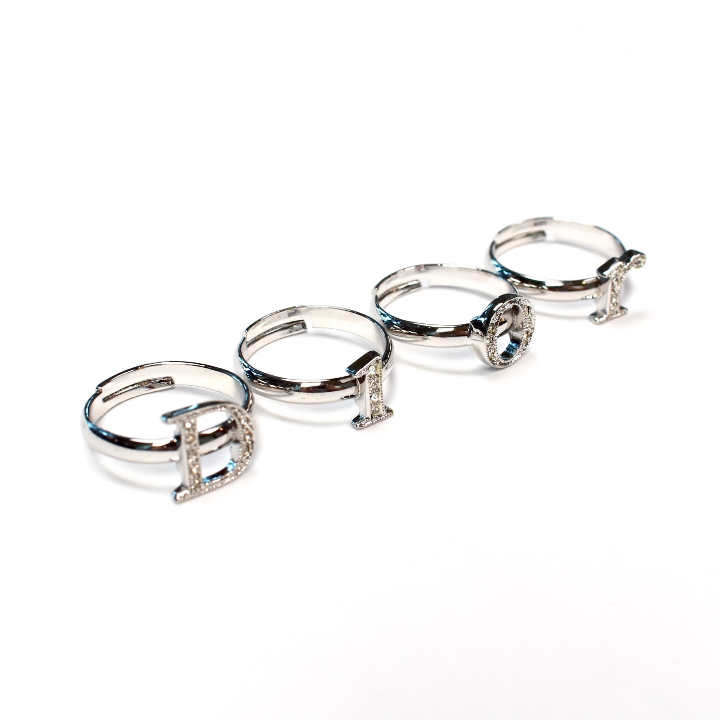 Dior - Crystal Logo Rings (Set of 4)