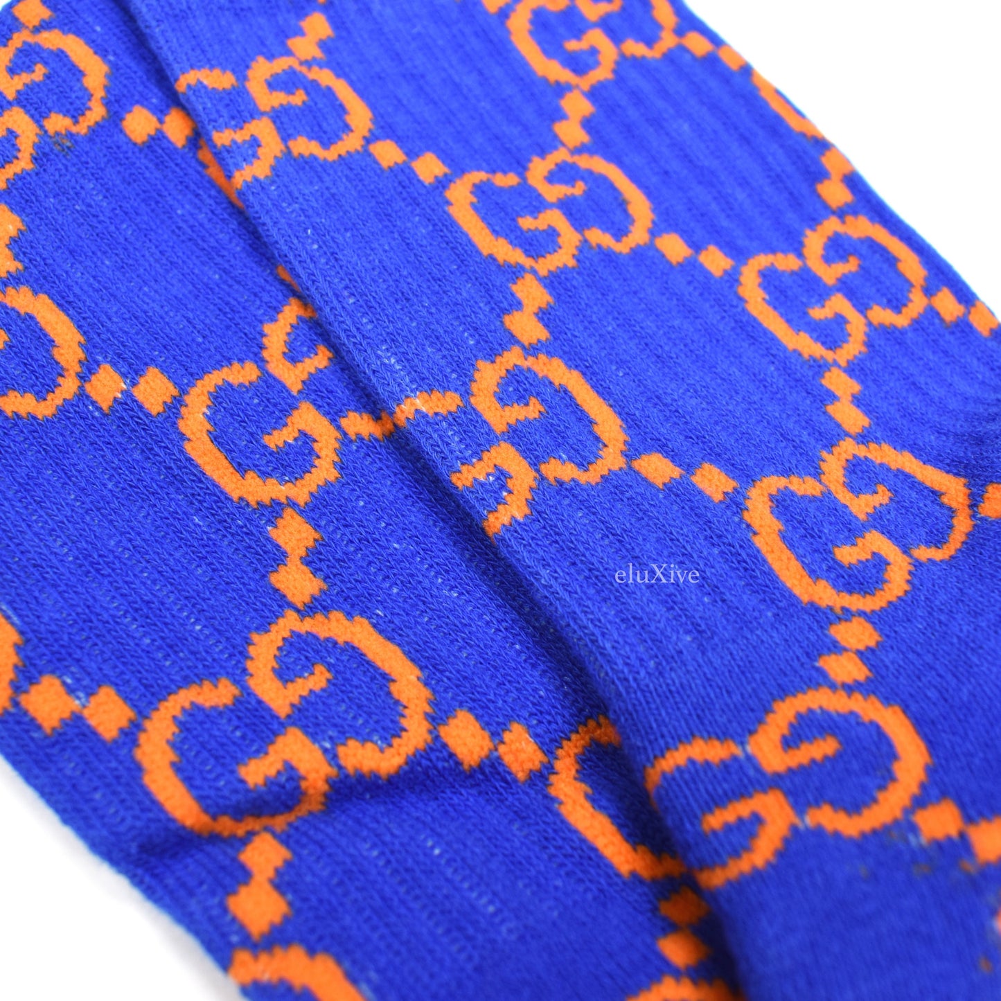 Imran Potato - Blue/Orange 'Gucci' Logo Knit Socks
