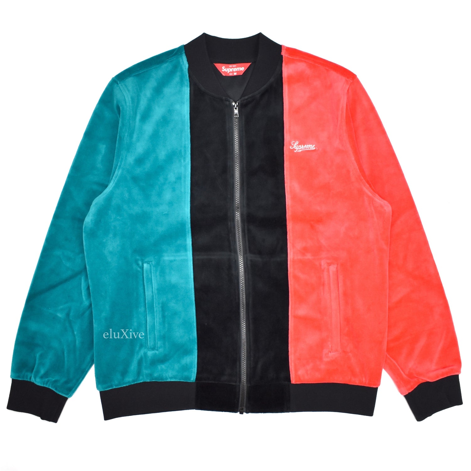 Supreme   Black / Green / Red 'Gucci' Stripe Velour Track Jacket
