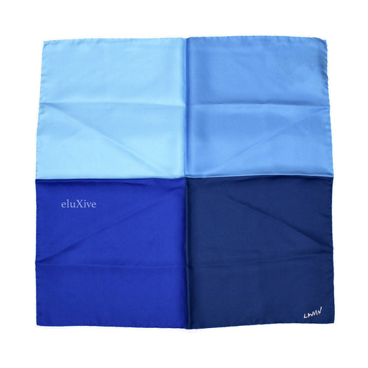 Lanvin - Blue Color Block Silk Pocket Square