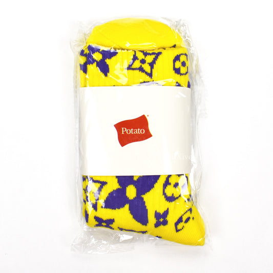 Imran Potato - Yellow/Purple 'LV’ Logo Knit Socks