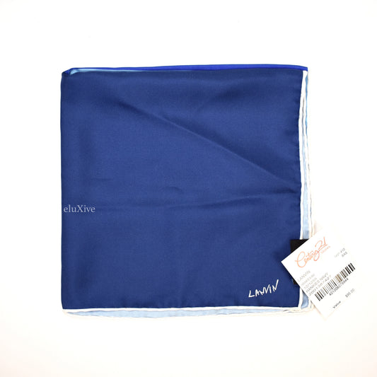 Lanvin - Blue Color Block Silk Pocket Square