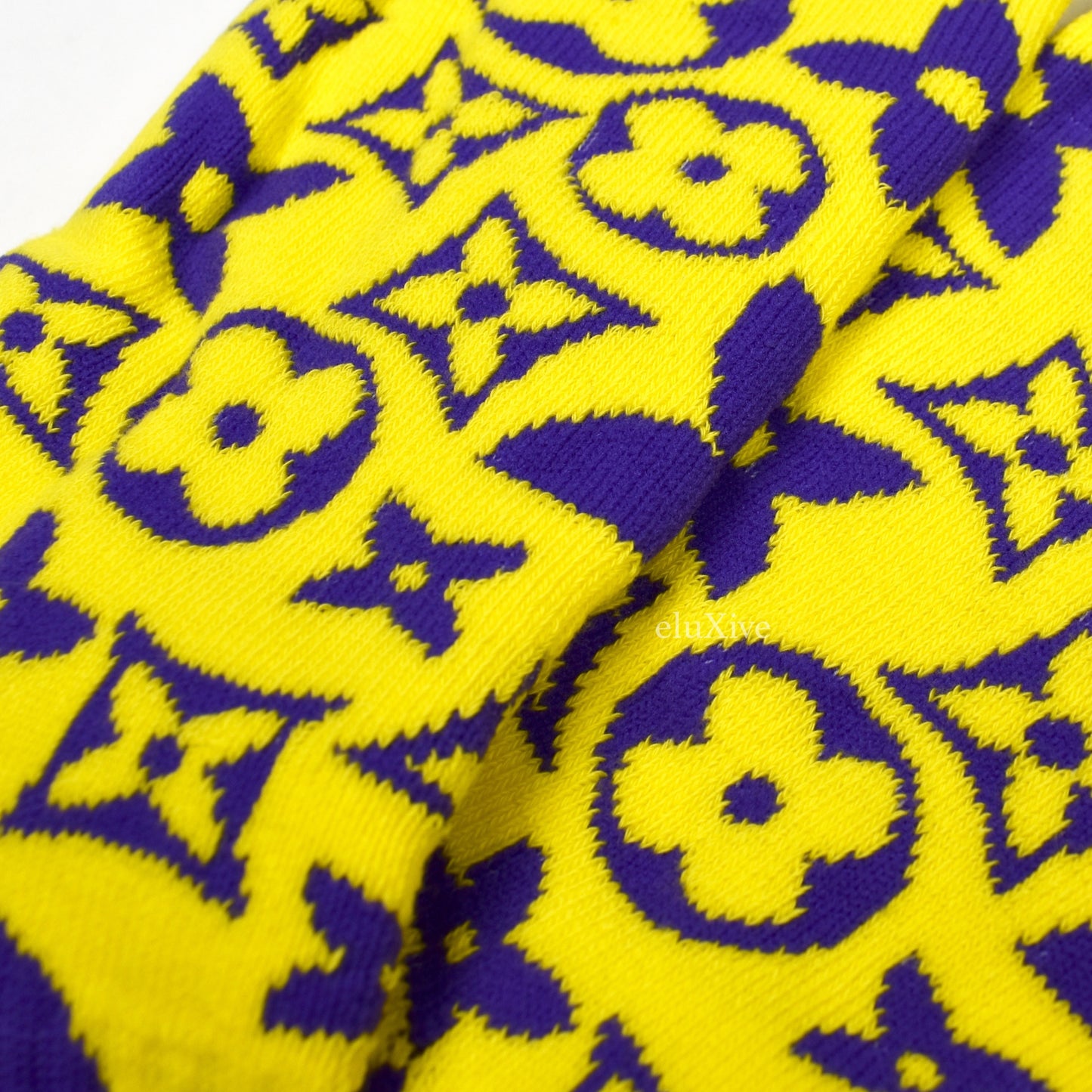 Imran Potato - Yellow/Purple 'LV’ Logo Knit Socks