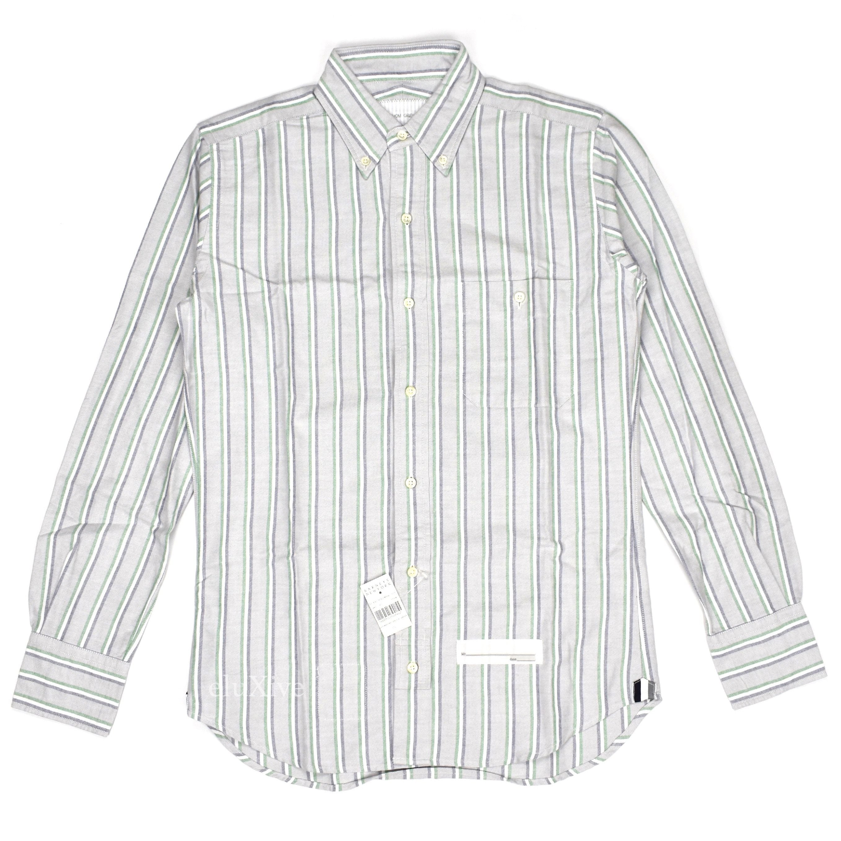 Thom Grey by Thom Browne Logo Stripe Oxford Shirt – eluXive