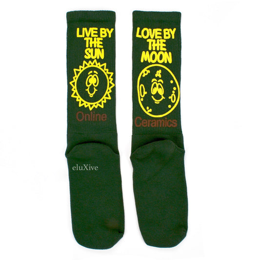 Online Ceramics - Sun & Moon Logo Socks (Dark Green)
