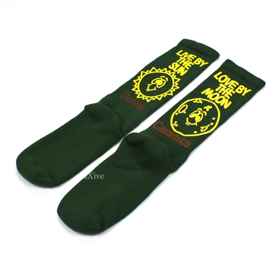 Online Ceramics - Sun & Moon Logo Socks (Dark Green)