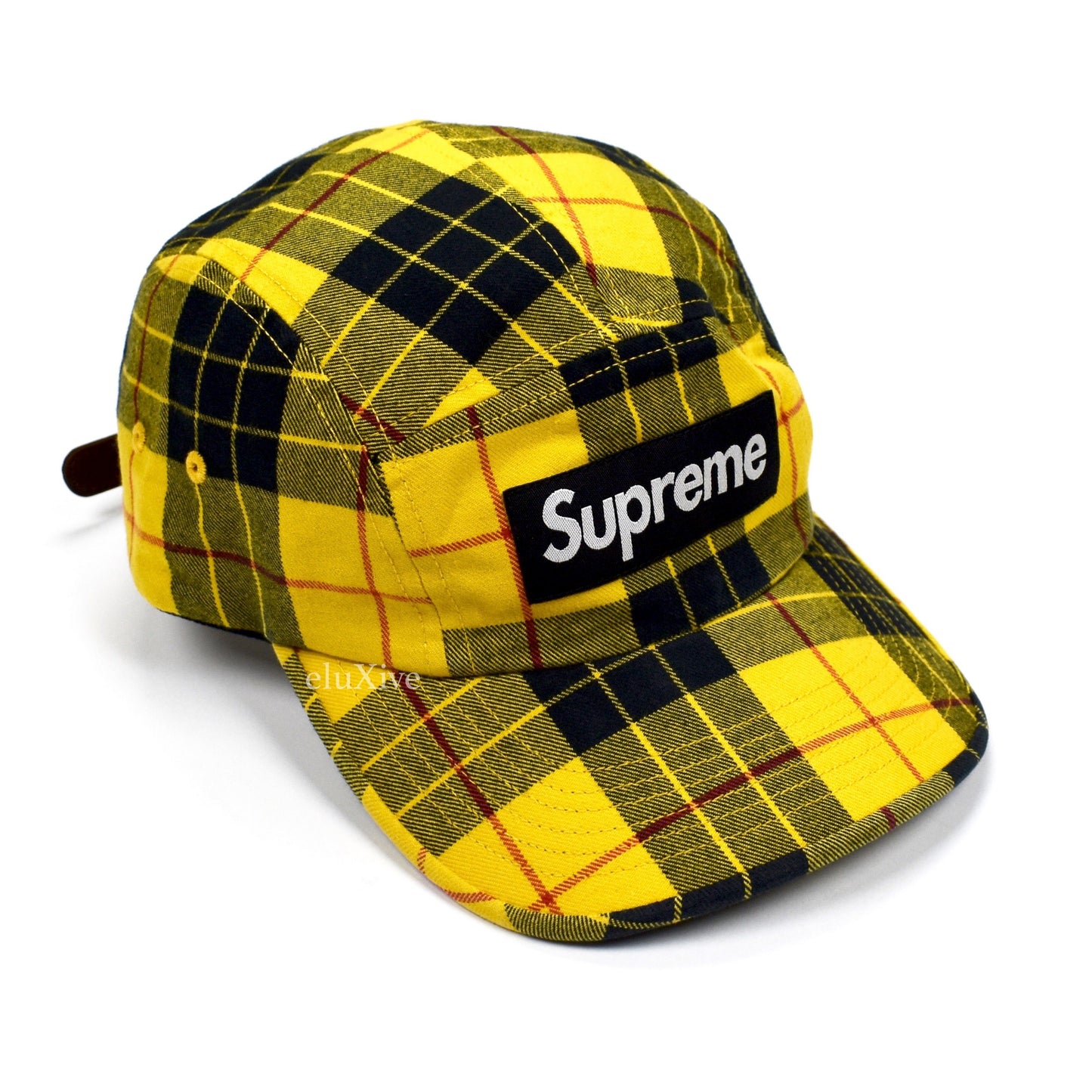 Supreme - Box Logo Washed Chino Twill Hat (Yellow Tartan)