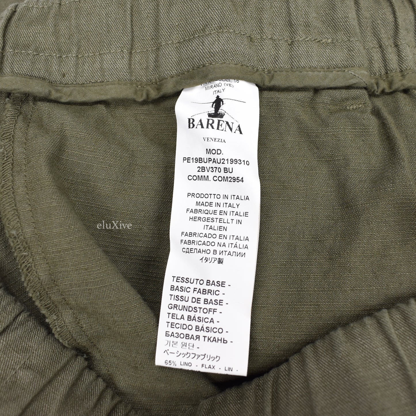 Barena - Olive Linen Stretch Waist Pants