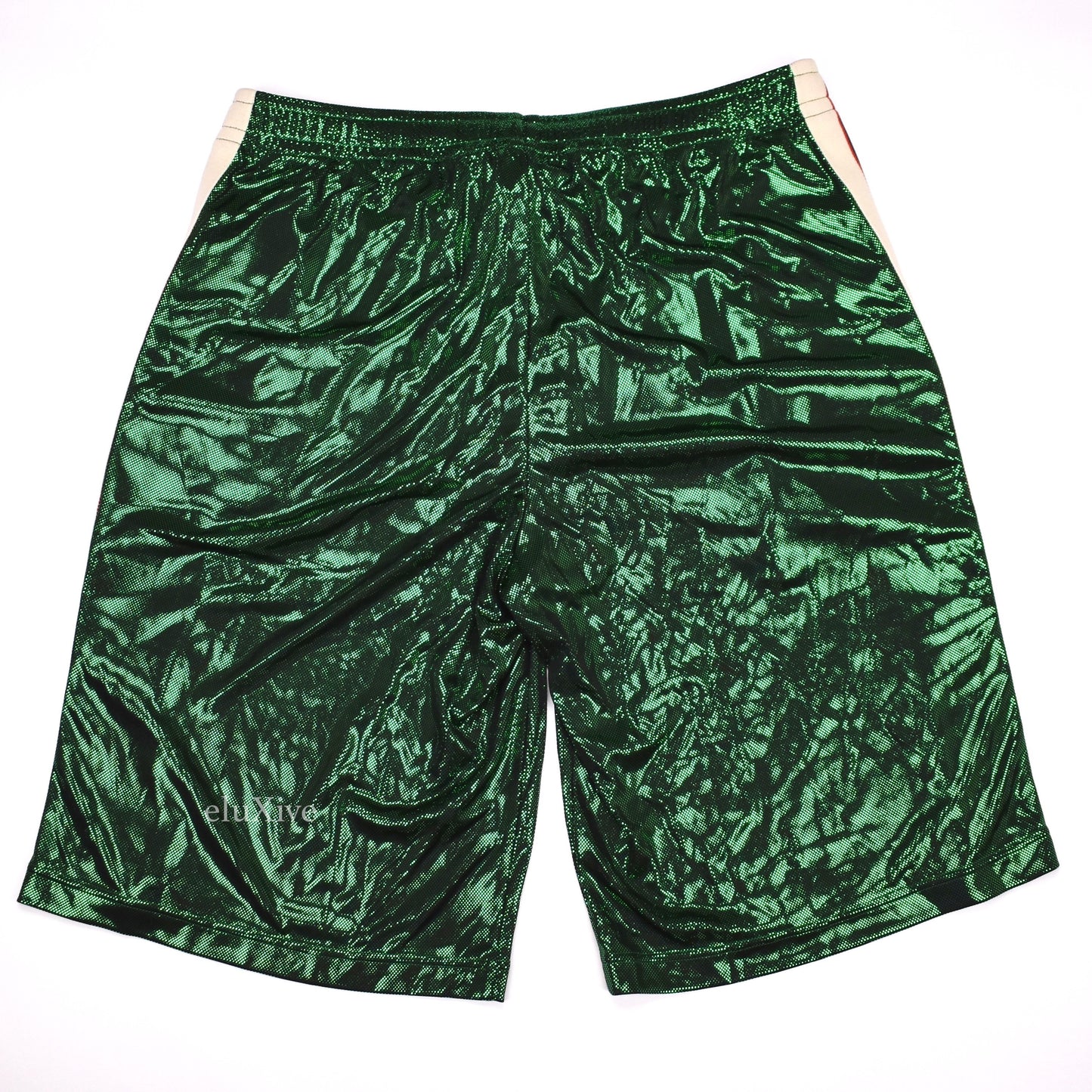 Gucci - Green Laminated Mesh Logo Stripe Basketball Shorts