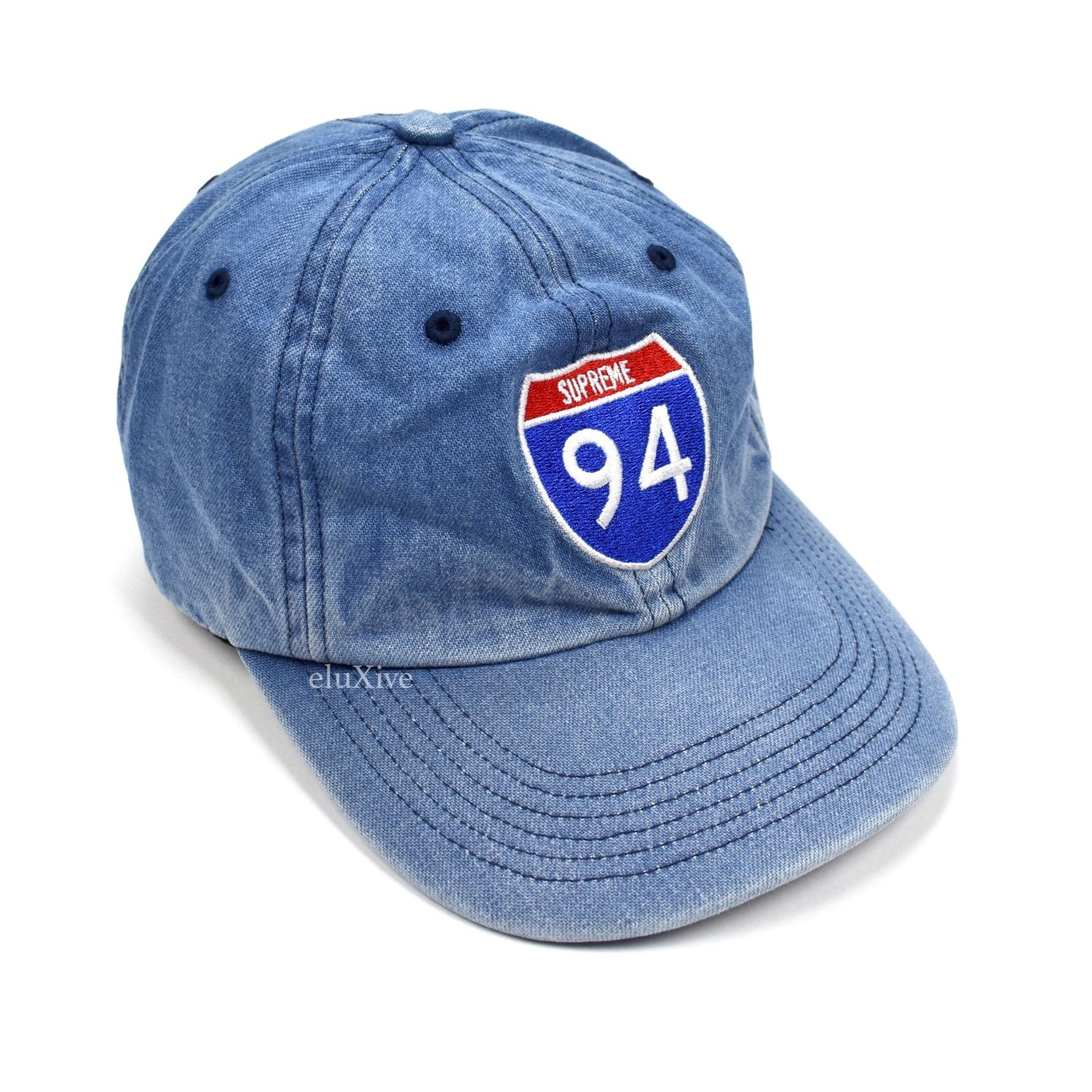Supreme - Denim Interstate 94 Logo Hat (Blue) – eluXive