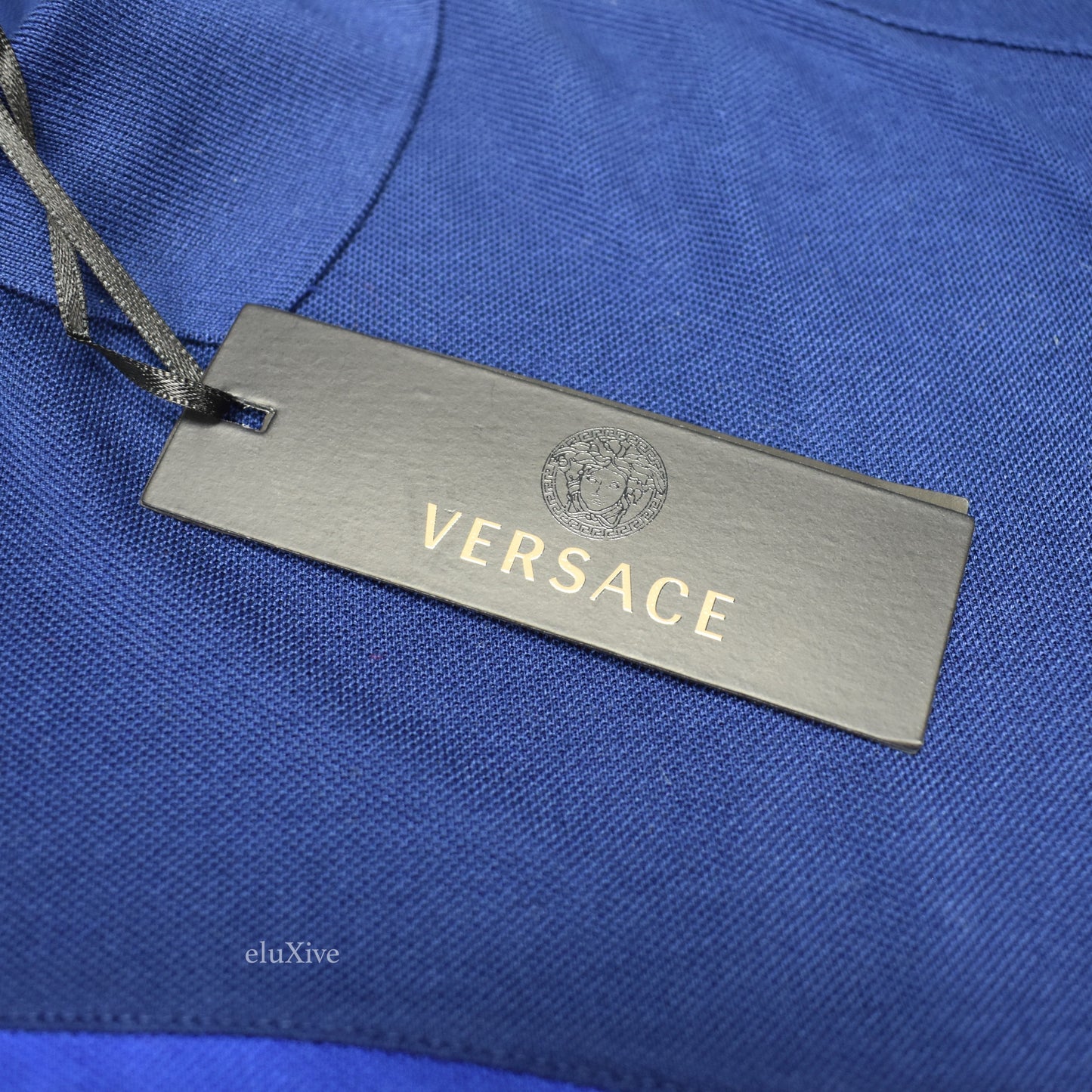 Versace - Blue Medusa Logo Embroidered Polo Shirt