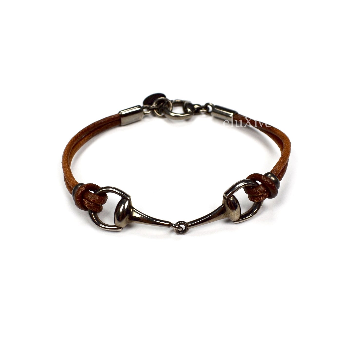 Gucci - Silver Horsebit Leather Bracelet