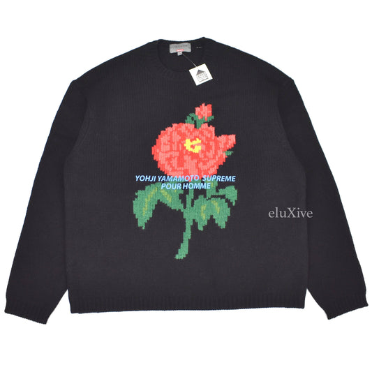 Supreme x Yohji Yamamoto - Intarsia Knit Flower Logo Sweater
