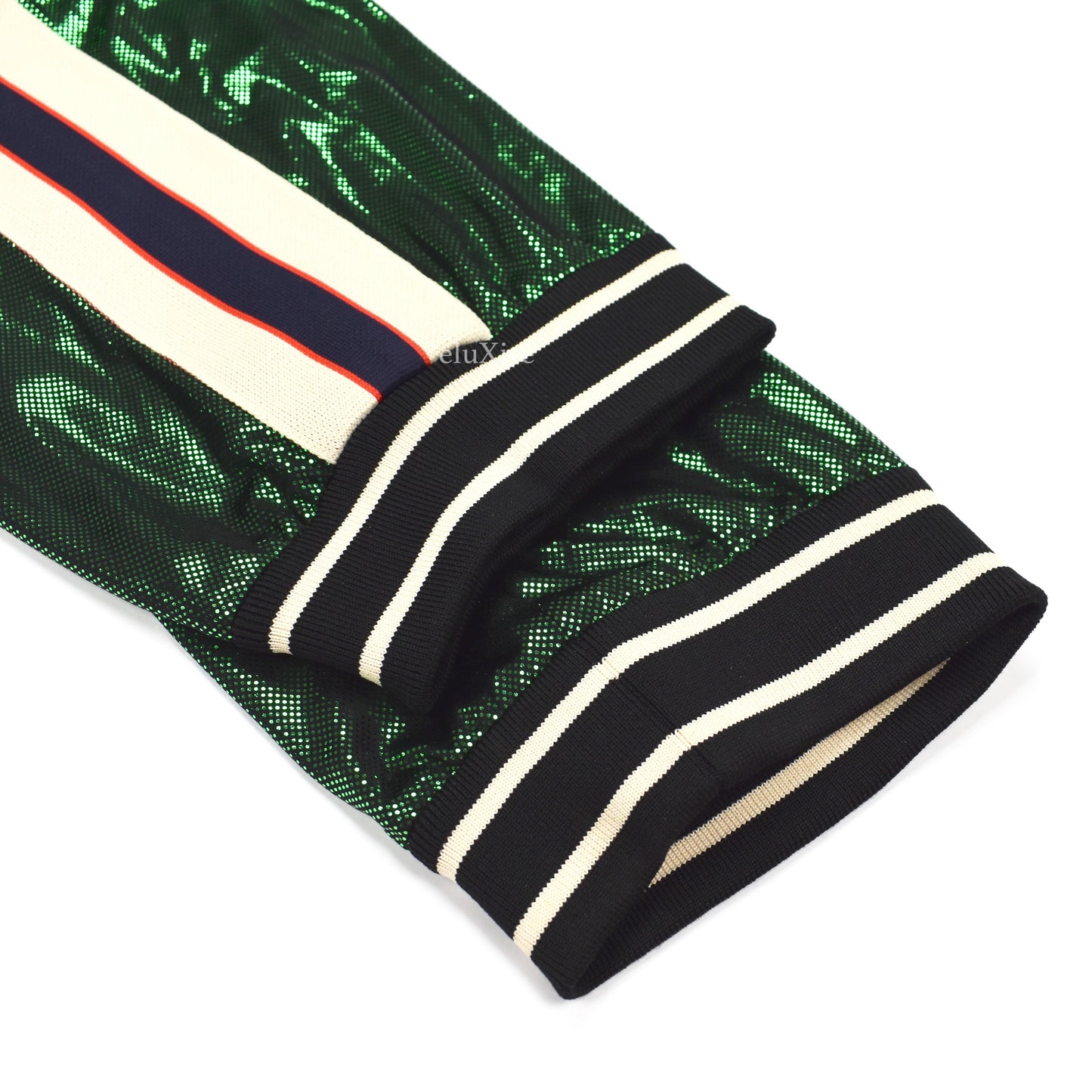 Gucci - Green Laminated Mesh Logo Stripe Track Pants