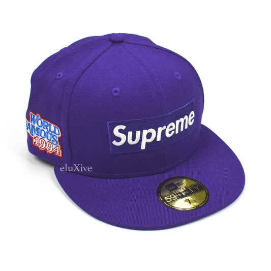 Supreme x New Era - World Famous Box Logo Fitted Hat (Purple)