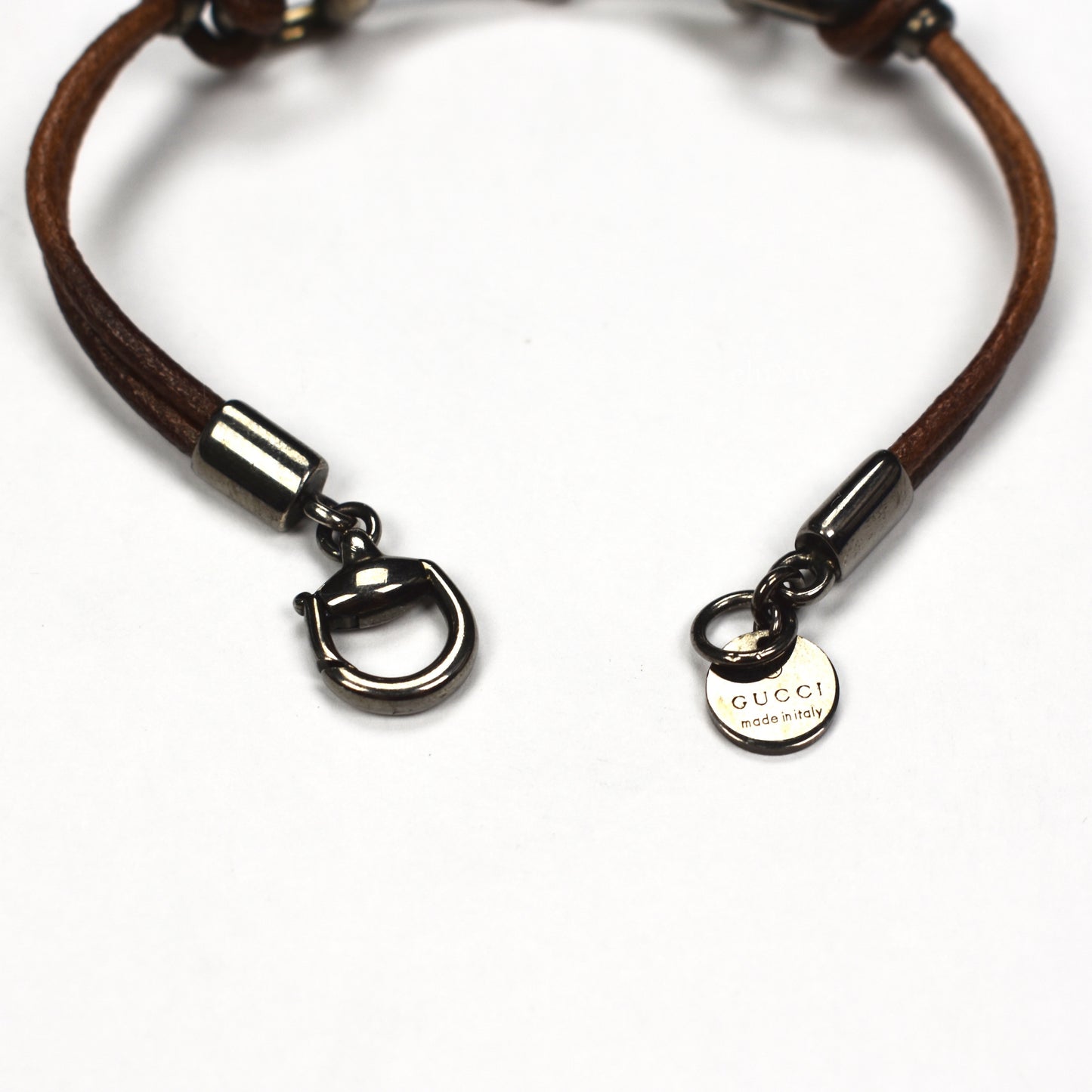 Gucci - Silver Horsebit Leather Bracelet