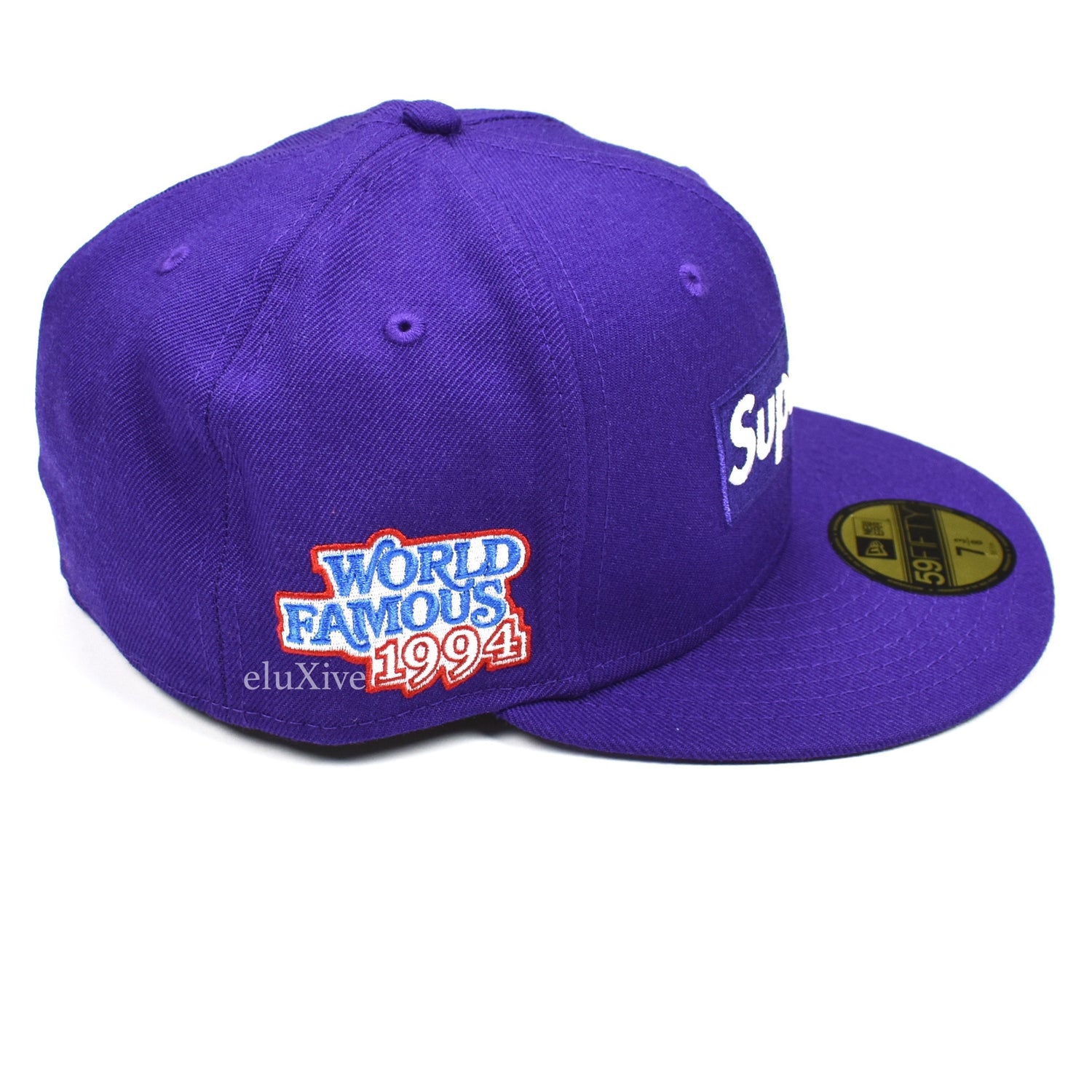 Supreme x New Era - World Famous Box Logo Fitted Hat (Purple