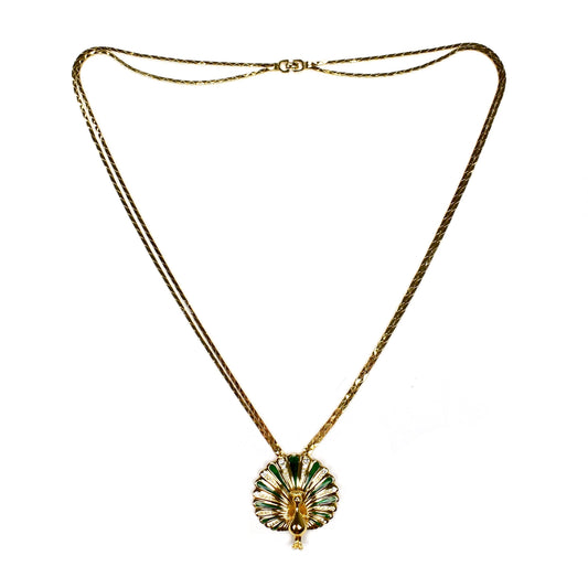 Dior - Gold Peacock Double Chain Necklace
