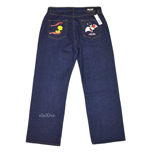 Palace x Loony Tunes - Tweety-P Logo Embroidered Denim Jeams