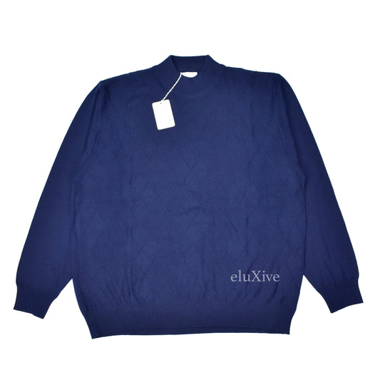 Brioni - Navy Diamond Knit Wool Sweater