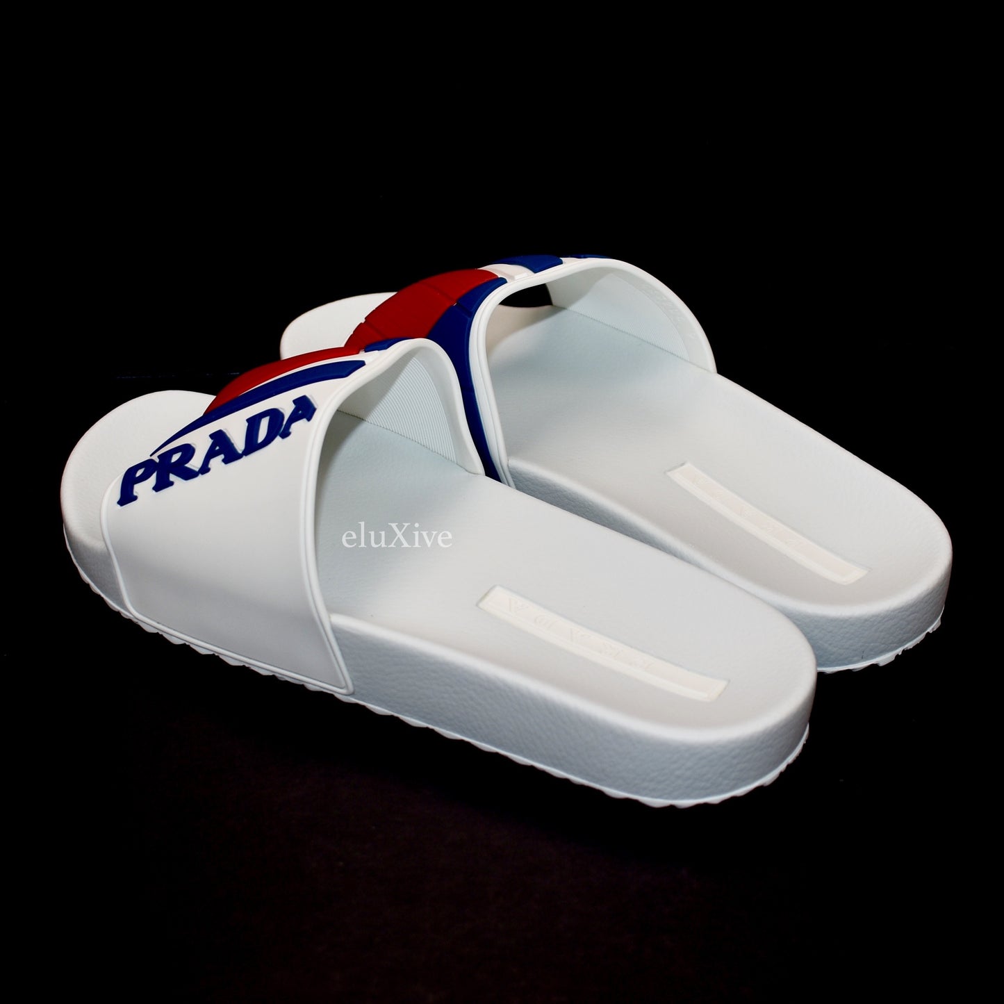 Prada - White Red & Blue Logo Slides