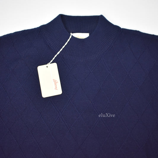 Brioni - Navy Diamond Knit Wool Sweater