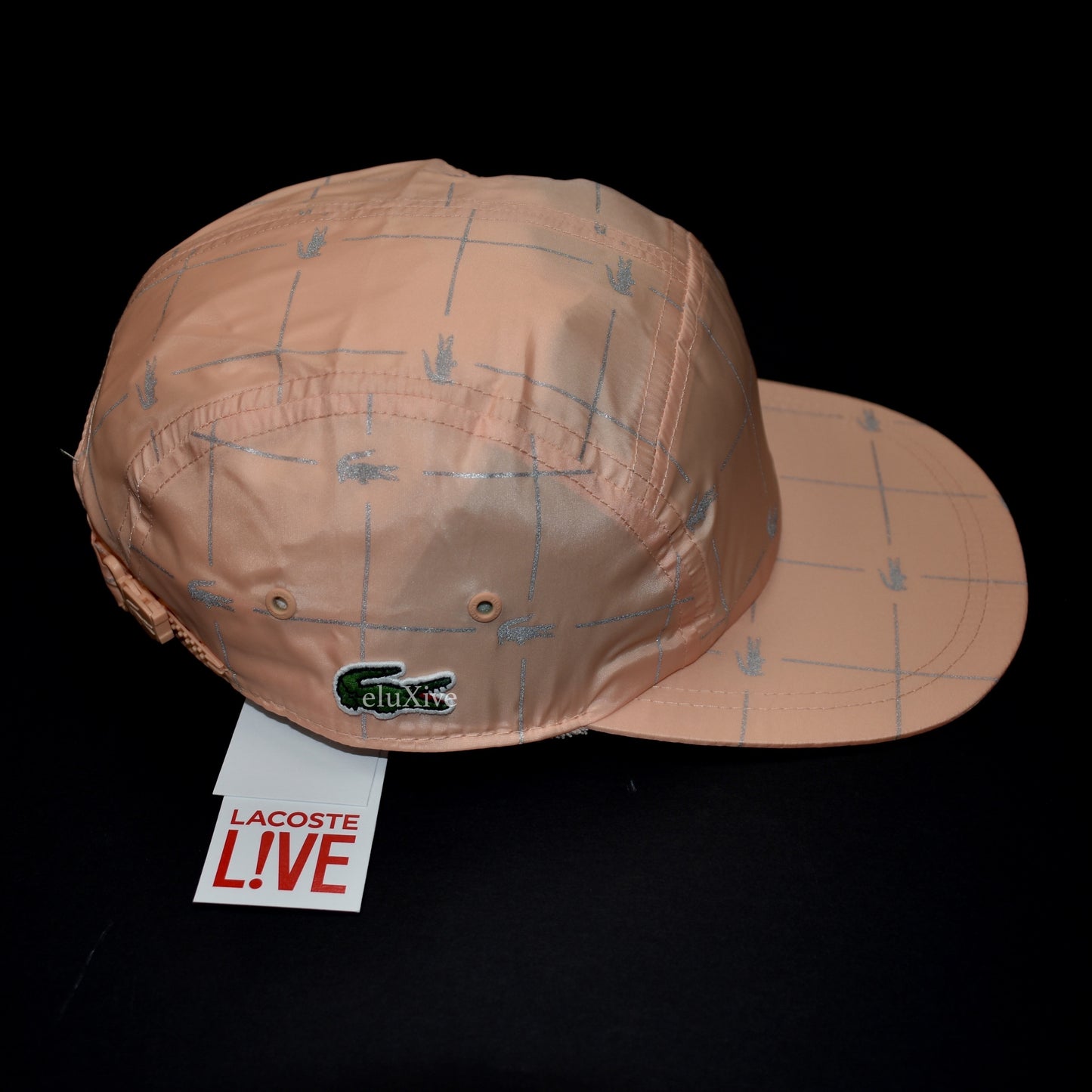 Supreme x Lacoste - Peach Reflective Grid Logo Hat