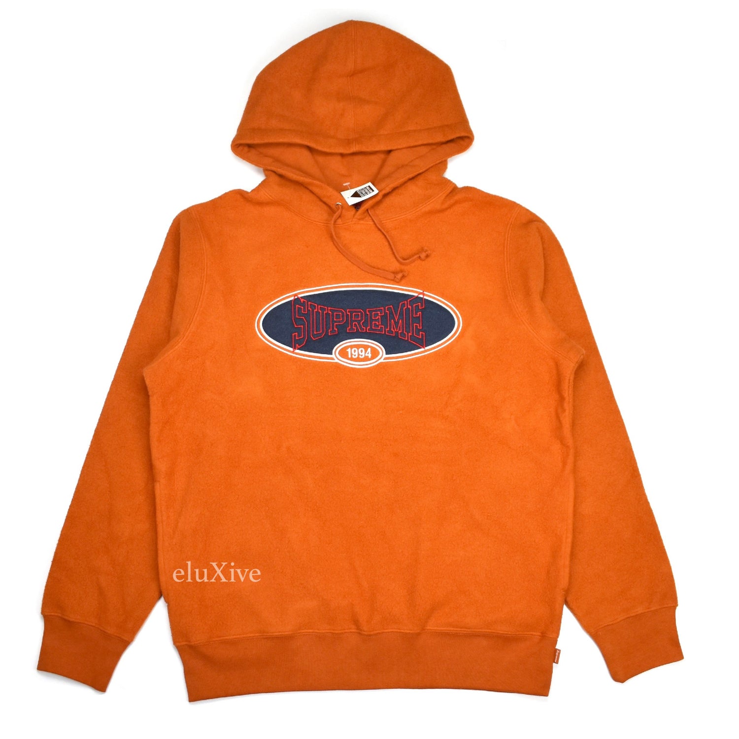 Supreme - Rust Orange Reverse Fleece Logo Embroidered Hoodie ...