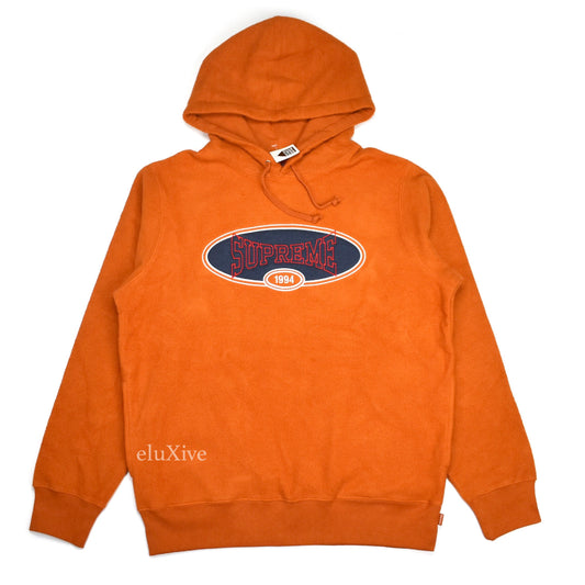 Supreme - Rust Reverse Fleece Logo Hoodie