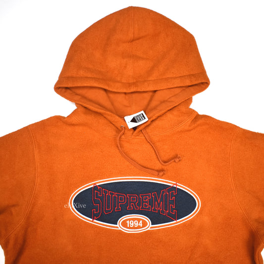 Supreme - Rust Reverse Fleece Logo Hoodie