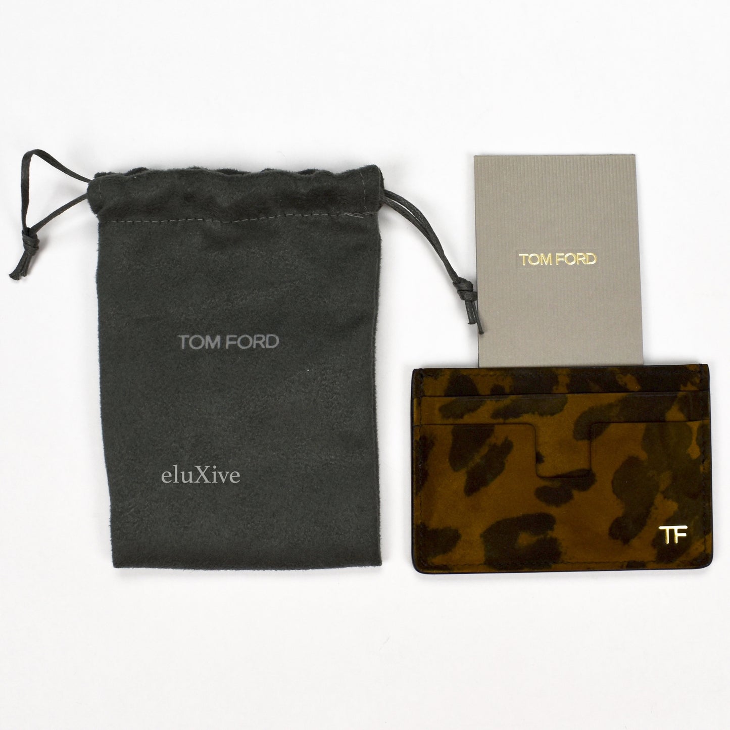 Tom Ford - Leopard Print Suede TF Logo Card Holder
