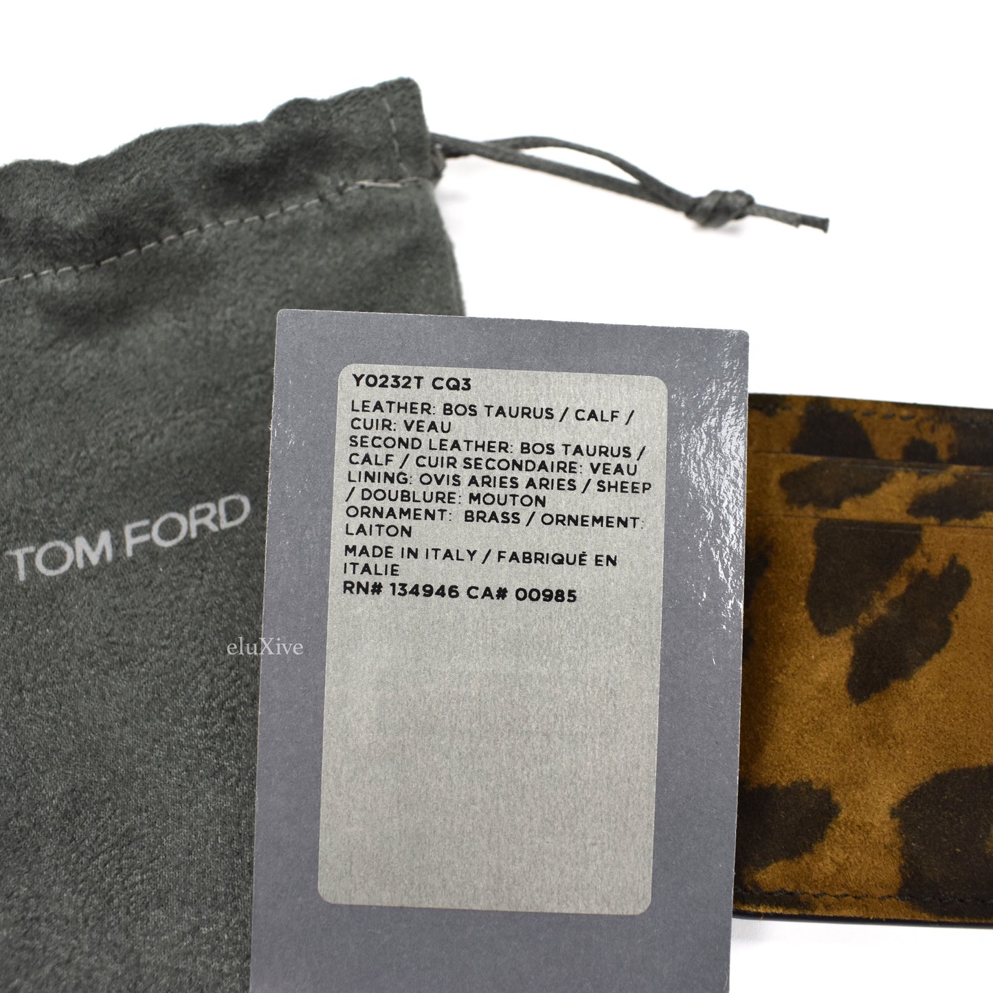 Tom Ford - Leopard Print Suede TF Logo Card Holder