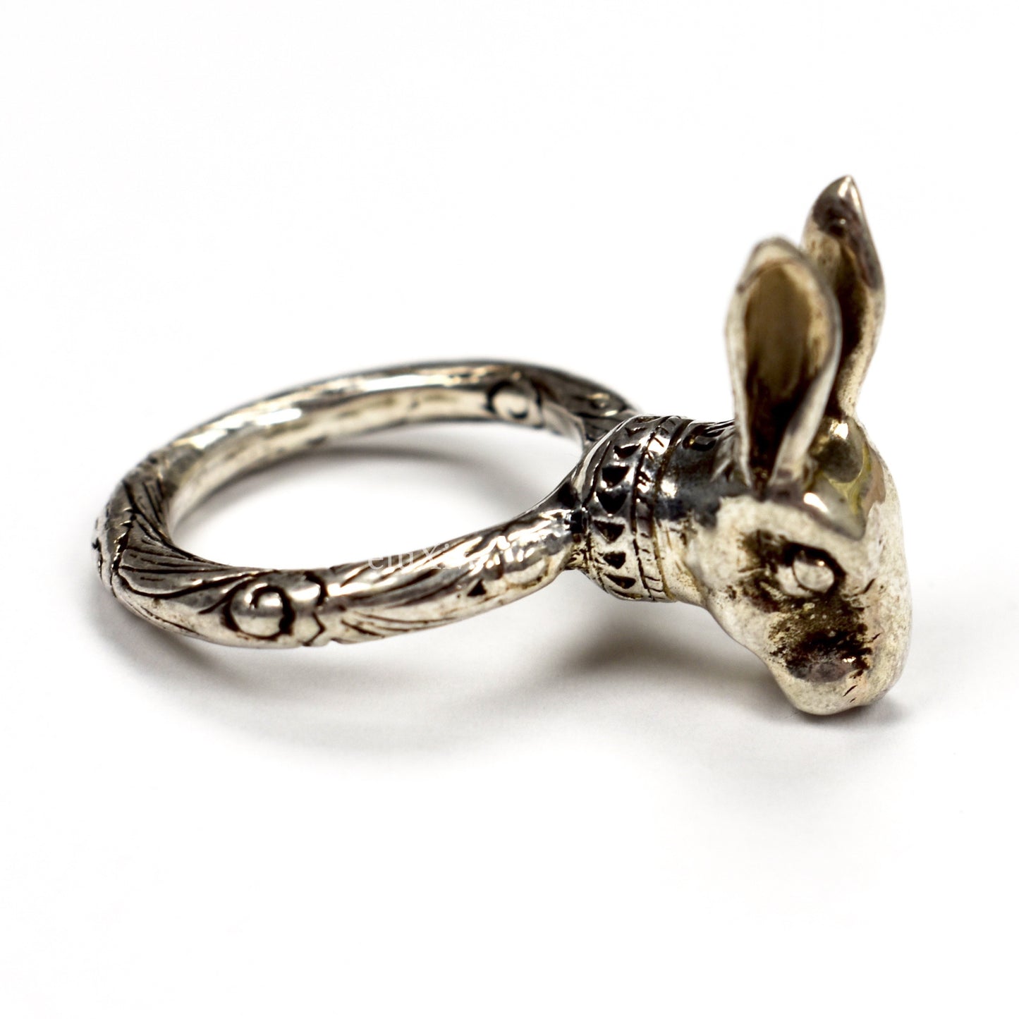 Gucci - Silver GG Logo Rabbit Ring