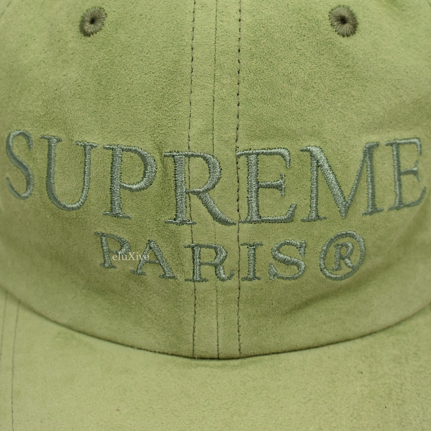 Supreme - Mint Green Suede Paris Logo Hat