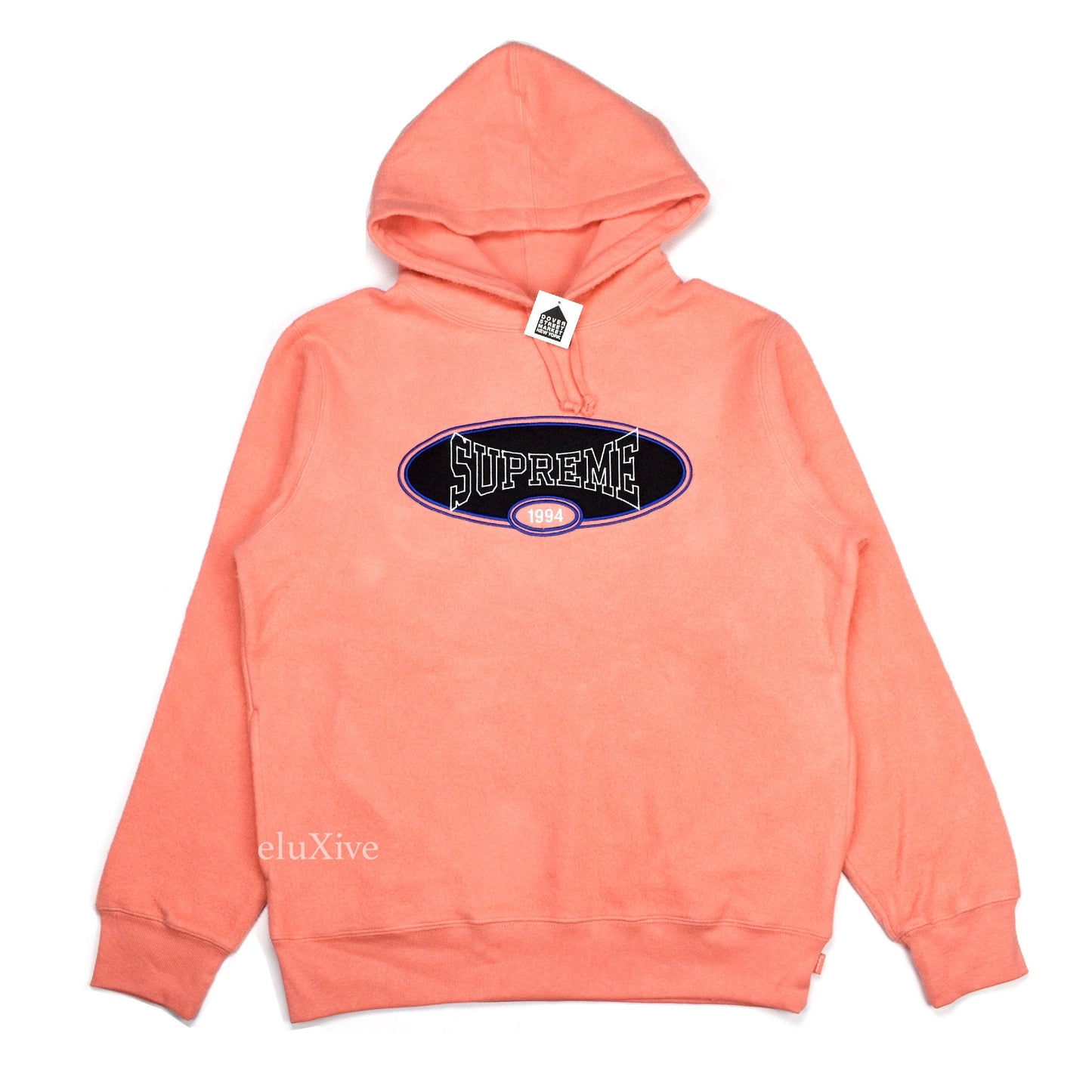 Supreme - Coral Reverse Fleece Logo Hoodie