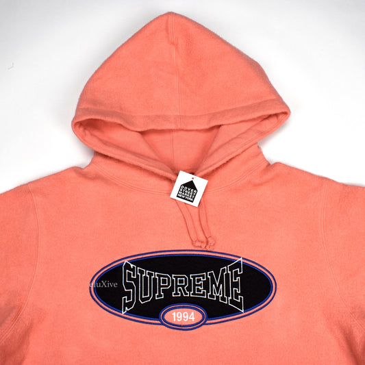 Supreme - Coral Reverse Fleece Logo Hoodie